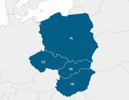 map Visegrad countries